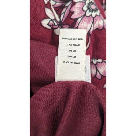 One The Land Womens Size Medium Maroon Rayon Floral Pleated Maxi Skirt - Picture 7 of 10